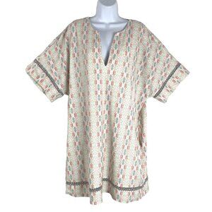 Cabana Life Tunic Dress XL Multicolor Print V-Neck Nylon Spandex Beach DR-1484
